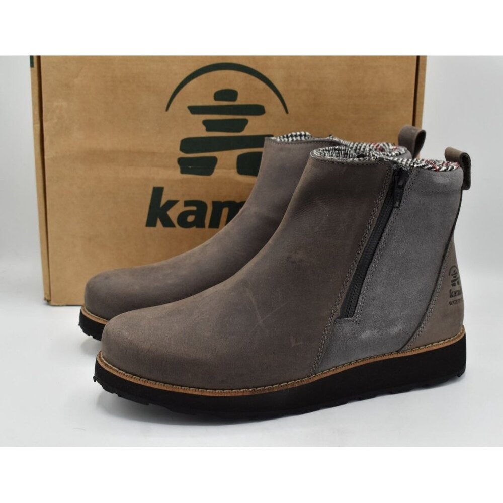Kamik Womens Size 9 Ariel C‎ Charcoal Suede Leather Zip Waterproof Booties Boots
